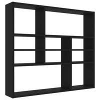 Wandschap 90x16x78 cm bewerkt hout zwart - thumbnail