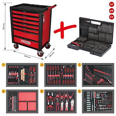 KS Tools 826.7598 Werkplaatswagen Plaatstaal Kleur (specifiek): Zwart, Rood