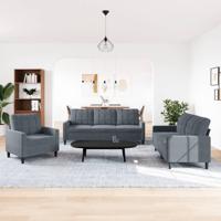 3-delige Loungeset met kussens fluweel donkergrijs - thumbnail