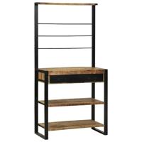 VidaXL Keukenrek bruin en zwart 80 x 40 x 160 cm massief mango hout - thumbnail