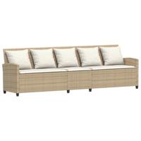 4-delige Tuinbankstel met kussens L-vormig beige poly rattan - thumbnail