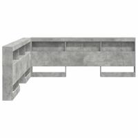 Opberghoofdbord met plank Betongrijs 200 cm Bewerkt hout - thumbnail