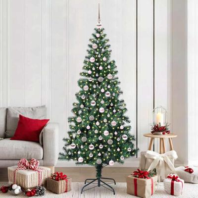 VidaXL Kunstmatig voorverlicht kerstboom groen 210 cm pvc en metaal VidaXL Kunstmatig voorverlicht kerstboom groen 210 cm pvc en metaal