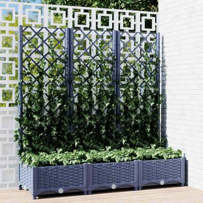VidaXL Plantenbak met latwerk 120x40x121,5 cm polypropeen donkergrijs