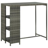 Bartafel met opbergrek 120x60x110 cm poly rattan grijs - thumbnail