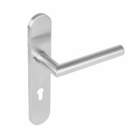 Intersteel Deurklink Hoek 90 graden op schild profielcilindergat 72mm geborsteld RVS - thumbnail