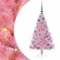 VidaXL Kunstmatig voorverlicht kerstboom met 150 led roze 120 cm pvc - thumbnail