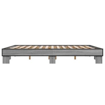 Bedframe bewerkt hout metaal grijs sonoma eiken 200x200 cm
