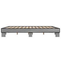 Bedframe bewerkt hout metaal grijs sonoma eiken 200x200 cm - thumbnail