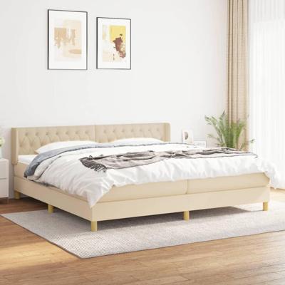 Boxspring met matras stof crèmekleurig 200x200 cm