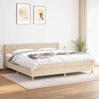 Boxspring met matras stof crèmekleurig 200x200 cm - thumbnail