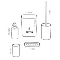 Set van 5 badkameraccessoires - TODAY - UTILITY - Zeepdispenser, tandenborstelhouder, zeepbakje, toiletborstel, prullenbak - Zwart - thumbnail