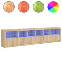 Dressoir met LED-verlichting 283x37x67 cm sonoma eikenkleurig - thumbnail