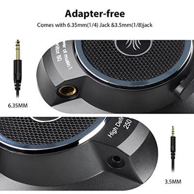 OneOdio Monitor 80 Over Ear koptelefoon Kabel Stereo Zwart High-Resolution Audio Vouwbaar, Zwenkbare oorschelpen Studio