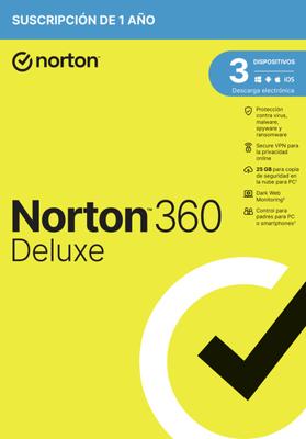 Norton 360 Deluxe, 25 GB, 1 gebruiker, 3 apparaten, 12 m(^>2<^), exclusief: 3069 attach