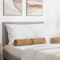 VidaXL Bolster kussens 2 stuks bruin ø 15 x 40 cm cordstof - thumbnail