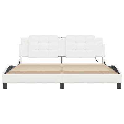Bedframe met LED zonder matras "Zadar" kunstleer wit 180x200 cm