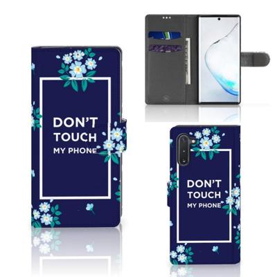 Samsung Galaxy Note 10 Portemonnee Hoesje Flowers Blue DTMP Samsung Galaxy Note 10 Portemonnee Hoesje Flowers Blue DTMP