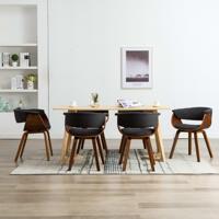 Eetkamerstoelen 6 st gebogen hout en stof grijs - thumbnail