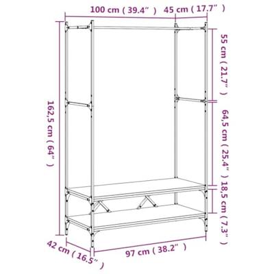 Kledingrek met schappen bewerkt hout sonoma eikenkleurig