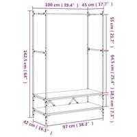 Kledingrek met schappen bewerkt hout sonoma eikenkleurig - thumbnail