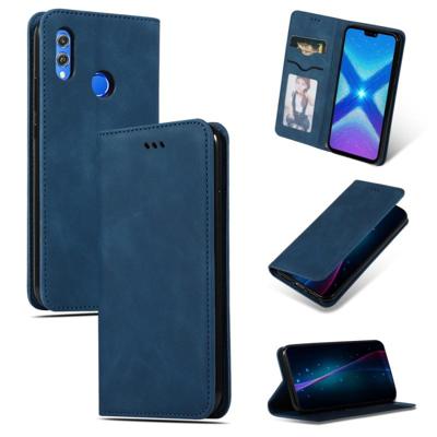 Retro huid voelen Business magnetische horizontale Flip lederen case voor Huawei Honor 8X (marineblauw) Retro huid voelen Business magnetische horizontale Flip lederen case voor Huawei Honor 8X (marineblauw)