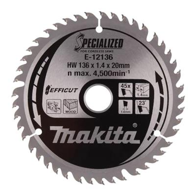 Makita Accessoires Cirkelzaagblad Hout | Efficut 136x20x1,5 45T 23g - E-12136 - E-12136 - thumbnail