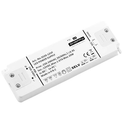 Dehner Elektronik SS 20-12VF LED-transformator Constante spanning 20 W 1.67 A 12 V/DC Geschikt voor meubels, Overbelastingsbescherming, Overspanning 1 stuk(s)