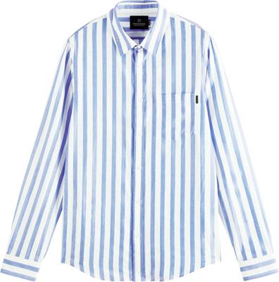 Relaxed fit shirt in yarn-dyed blue&white striped