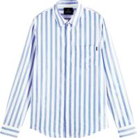 Relaxed fit shirt in yarn-dyed blue&white striped - thumbnail