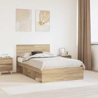 Bedframe met hoofdeinde Sonoma 120 x 190 cm Bewerkt hout - thumbnail