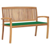 Tuinbank stapelbaar met kussen 128,5 cm massief teakhout - thumbnail