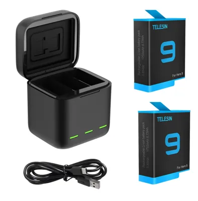 Telesin Triple Battery Charger Box + 2X Accu - GoPro 9/10