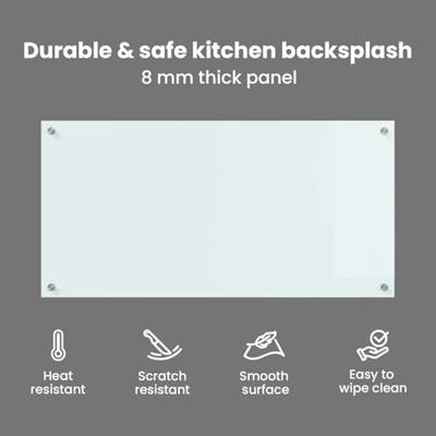 VidaXL Keuken achterwand wit 100 x 50 cm gehard glas VidaXL Keuken achterwand wit 100 x 50 cm gehard glas