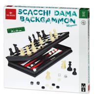 Dal Negro bordspelletjes 3 in 1 30 cm hout zwart/wit - thumbnail