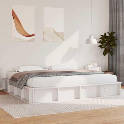 Bedframe met opslag Wit 200 x 200 cm Hout