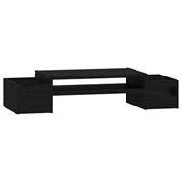 VidaXL Monitorstandaard 70x27,5x15 cm massief grenenhout zwart - thumbnail