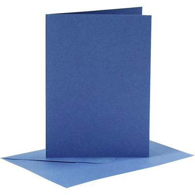 Creativ Company Kaarten en enveloppen, afmeting kaart 10,5x15 cm, afmeting envelop 11,5x16,5 cm, 110+220 gr, blauw, 6 set/ 1 doos