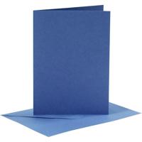 Creativ Company Kaarten en enveloppen, afmeting kaart 10,5x15 cm, afmeting envelop 11,5x16,5 cm, 110+220 gr, blauw, 6 set/ 1 doos - thumbnail