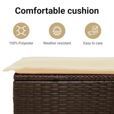 6-delige Loungeset met kussens poly rattan bruin - thumbnail