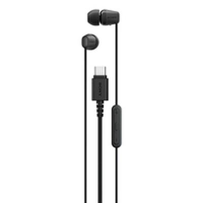 Sony IER‑EX15C - Bedrade USB-C oordopjes met microfoon - Lichtgewicht in-ear hoofdtelefoon - Knoopvrije kabel, helder geluid, Perfect voor op reis en dagelijks gebruik - Zwart