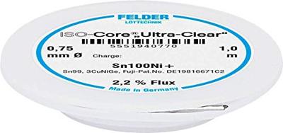 Felder ISO-Core Ultra-Clear Sn100Ni+ Soldeertin, loodvrij Spoel Sn99,25Cu0,7Ni0,05 0.75 mm Felder ISO-Core Ultra-Clear Sn100Ni+ Soldeertin, loodvrij Spoel Sn99,25Cu0,7Ni0,05 0.75 mm