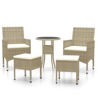 5-delige Loungeset poly rattan beige