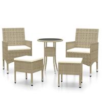 5-delige Loungeset poly rattan beige - thumbnail