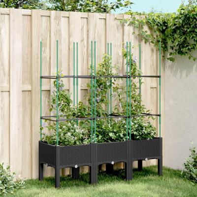 Plantenbak met latwerk 120x40x142,5 cm polypropeen zwart Plantenbak met latwerk 120x40x142,5 cm polypropeen zwart