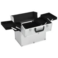 VidaXL Make-up koffer 38x23x34 cm aluminium zilverkleurig - thumbnail