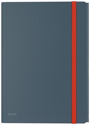 Leitz Cosy elastomap met 3 kleppen, met opbergvak met drukknoppsluiting, uit PP, ft A4, grijs