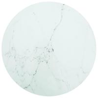 Tafelblad Ø70x0,8 cm gehard glas met marmeren design wit - thumbnail