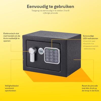 Yale YSV/170/DB2 Staande kluis 3,8 l staal Zwart - thumbnail