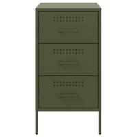 Nachtkastje 36x39x68 cm koudgewalst staal olijfgroen - thumbnail